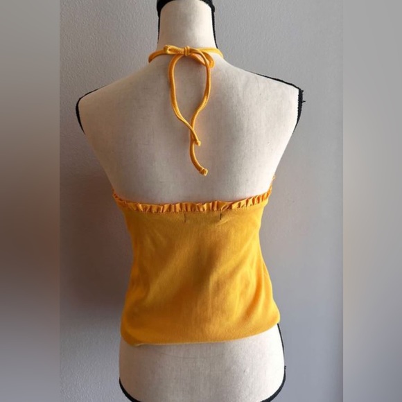 Zara yellow ribbed ruffle halter top - Picture 2 of 3